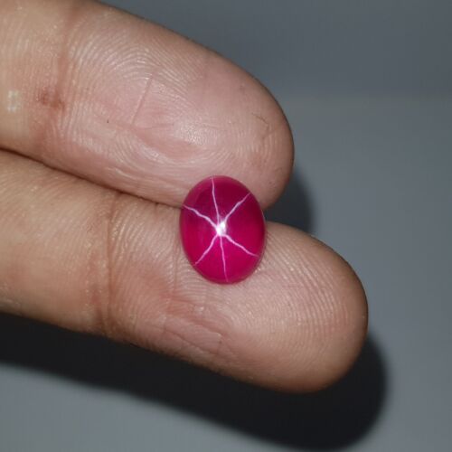 8.0 Ct Certified Natural 6 Rays Star Ruby Oval Red Cabochon Loose Gems AD-457 - Picture 7 of 14