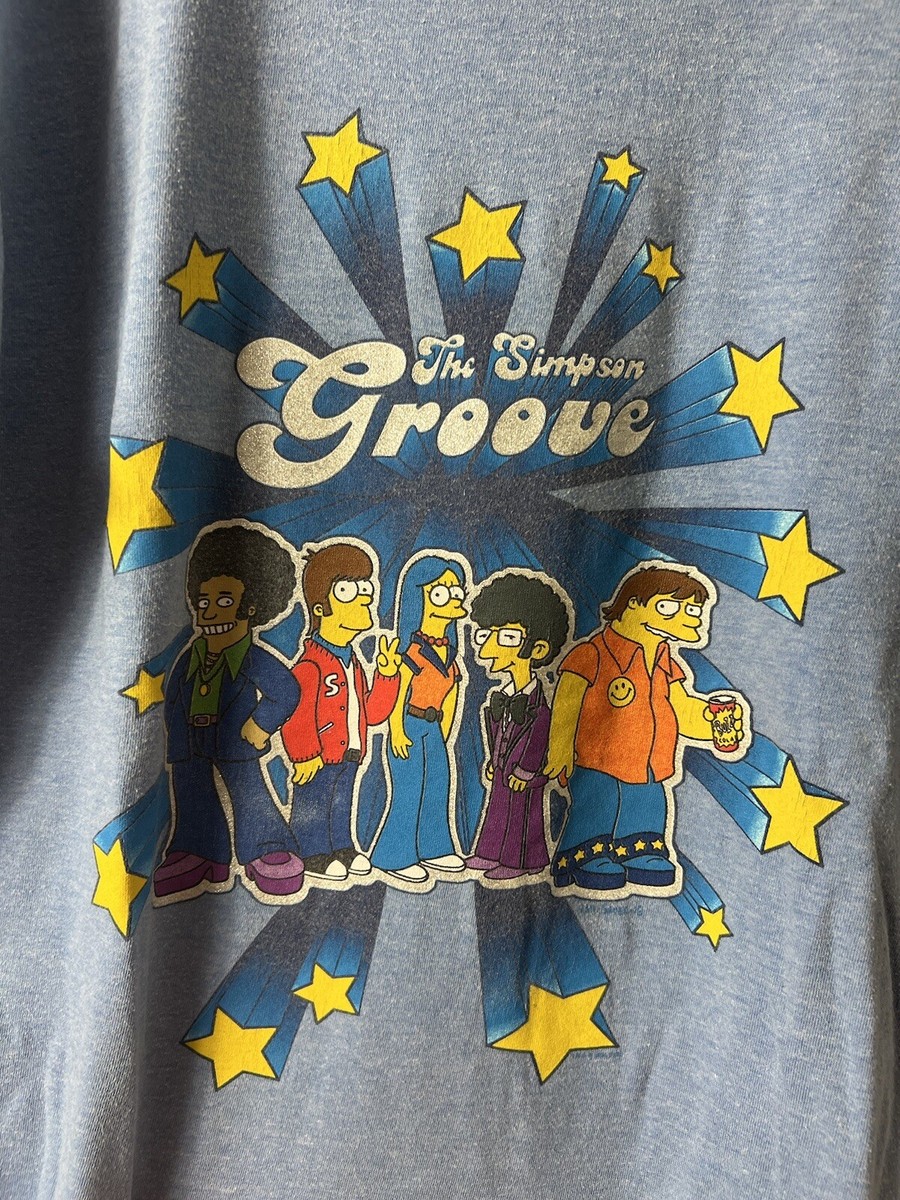 Vintage The Simpsons Groove T Shirt Blue Mens Size Large USA Made