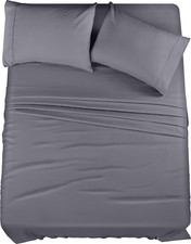 Queen Sheet Set   4 Piece Bed Sheets for Queen Size Bed, Soft and Breathable Mic