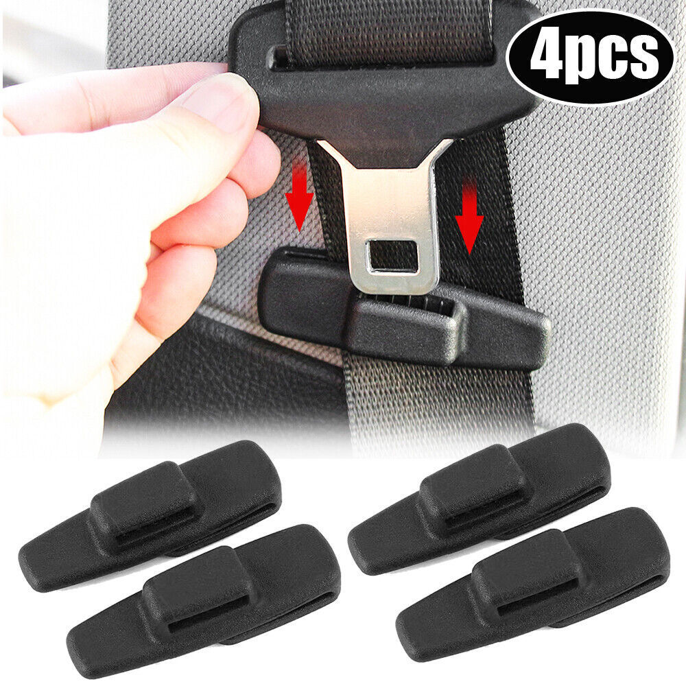 4-Pack Black Car Seat Belt Clamp Protectors Safety Buckle Clips Accessories