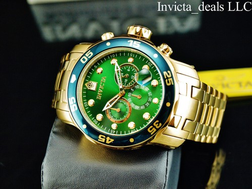 Invicta Herren 48 mm PRO TAUCHER Scuba Chronograph grünes Zifferblatt 18K vergoldete Uhr - Bild 8 von 9