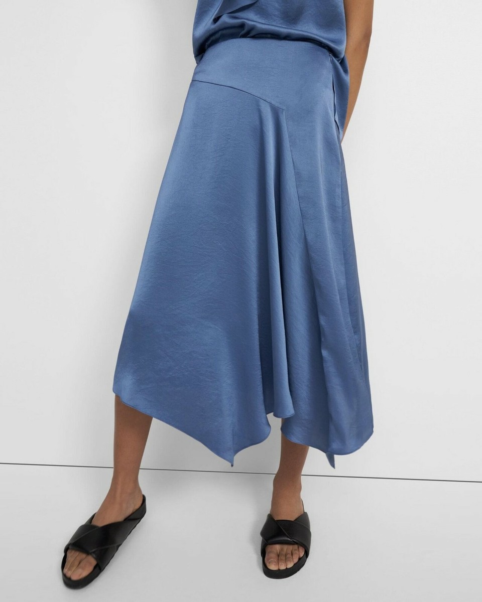 $325 NWT THEORY Sz6 ASYMMETRICAL DRAPE SKIRT CRUSHED SATIN