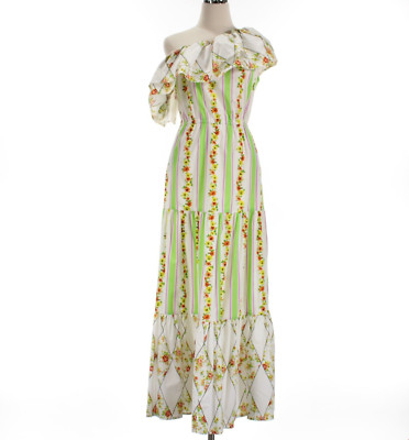 MSGM NWOT One Shoulder Floral Printed Dress Size 42 US 8 White/Green/Multicolor
