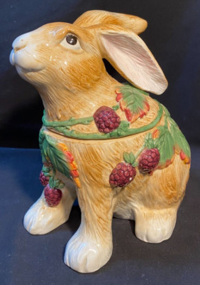 Fitz and Floyd Blackberry Rabbit Lidded Canister Cookie Jar
