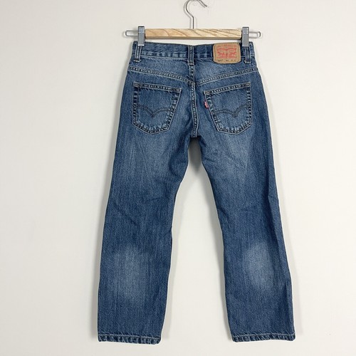 Levi’s 505 Jeans Boys Medium Stone Wash Whiskered Faded Straight Leg 8 Regular - Picture 4 of 11