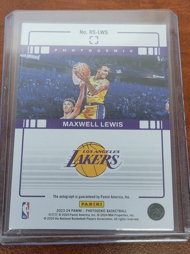 Maxwell Lewis 2023-24 Panini Photogenic Auto RC Lakers NO. RS-LWS - Picture 2 of 2
