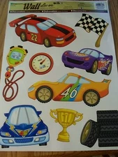 WALLIES NEW - RACING CARS Children REMOVEABLE WALL DECOR