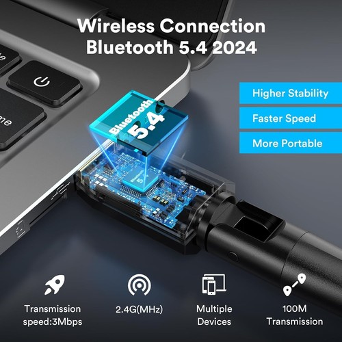 Maxuni USB Bluetooth Dongle 5.4 EDR Adapter for Desktop/ Laptop etc - 第 3/5 張圖片