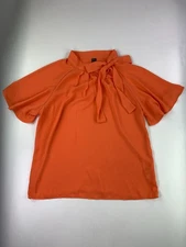 Shein Women's M Orange Semi Sheer Blouse