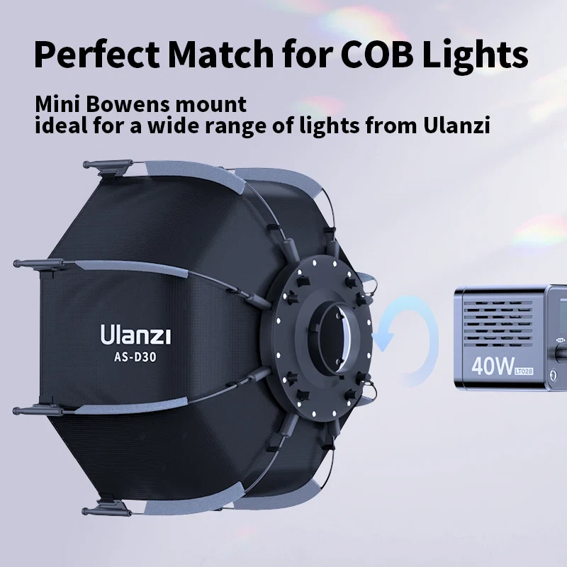 30cm Octagonal Softbox Quick Pack Light Box with Mini Bowens Mount for 40W COB V - Image 3 of 4