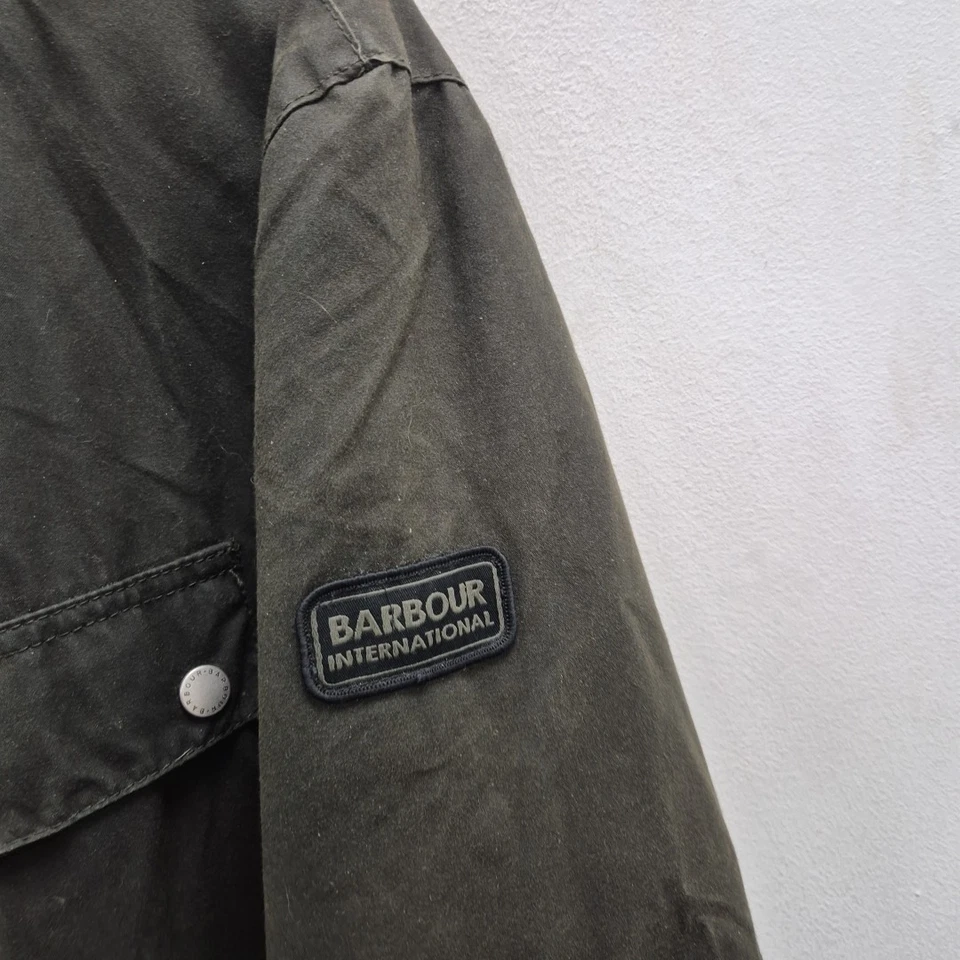 Barbour Mens Duke Wax Waterproof Green Biker Quilted Country Jacket Coat Sz XXL - Image 2 of 4
