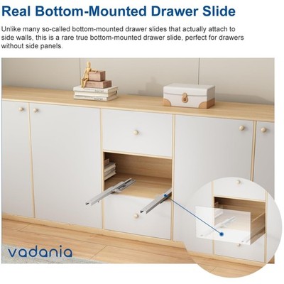 Undermount Drawer Slides 18'' Soft Close, 88 lb Load Capacity