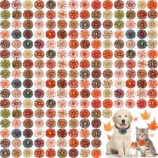 200 Pcs Fall Dog Collar Flowers Charms Bulk, Pumpkin Pet Bow Ties