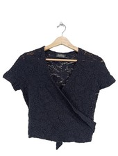 KATHLEEN MADDEN Wickel-Bluse Damen Bluse Gr. DE 36 blau Casual-Look