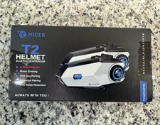 T Nicer T2 Helmet Bluetooth Intercom Set of 2 One-Key Pairing 2 Hour Charge