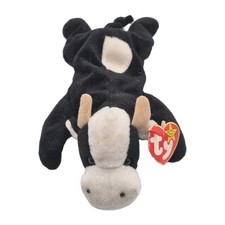 Vintage TY Beanie Babies Daisy the Cow Plush Toy Black White 9"