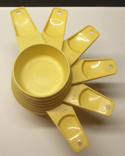 Vintage Tupperware Yellow Measuring Cups Set of 6