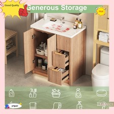 31.5" Bathroom Vanity Unit with Ceramic Sink Storage Cabinet Set Wood Colour,NEW