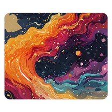 Cosmic Rainbow Swirl Mouse Pad Abstract Galaxy Art, Colorful Desk Mat