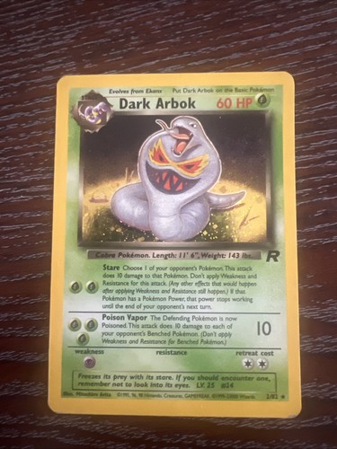 Dark Arbok 2/82 Pokemon Team Rocket 1st Edition Holo🔥NM😱🔥 - Picture 1 of 2