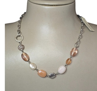 Stephan & Co Women's Trendy Silver Plated Pink Multi Short Necklace NWT