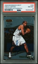 1998 BOWMAN'S BEST CERTIFIED AUTO #A9 VINCE CARTER PSA 8 AUTO