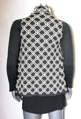 41 Hawthorn S Open Sweater Jacket Gray Black White Geometric Knit Unlined - Picture 4 of 6