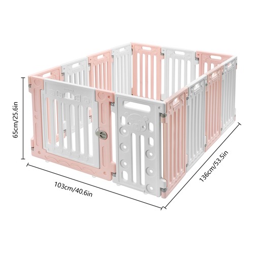 Parque infantil cerca 11 paneles para mascotas perros 25,6"" altura ejercicio con puerta interior - Imagen 4 de 19