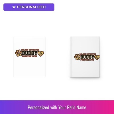Custom Golden Retriever Paw Print Gift Set Poster Journal Personalized Pet Name