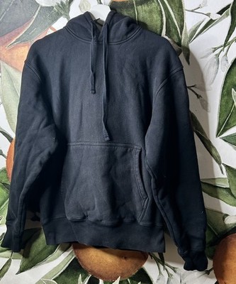Stussy Mens Small Solid Black 100% Cotton Pullover Hoodie Sweatshirt Portugal