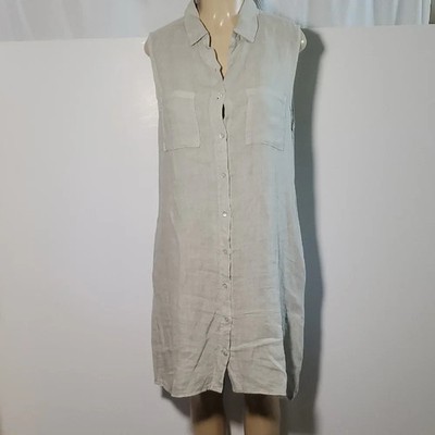 Mida Made in Italy Women Sleeveless Button-Down Dress Beige Size O/S