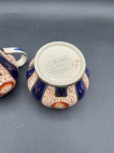 Vintage Sudlow's Burslem sugar and creamer England, cobalt blue and gold - Picture 13 of 13