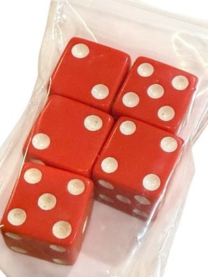 Vtg 1984 Axis & Allies Replacement Red Dice Set of 5 MB Gamemaster Series