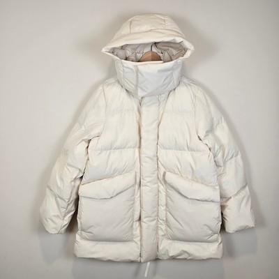 Halfdays Wheeler Parka Size L Oatmilk Puffer Jacket Coat Relaxed Ski Snow Winter