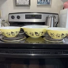3 Vtg PYREX Gooseberry Yellow & Black Cinderella Mixing Bowls