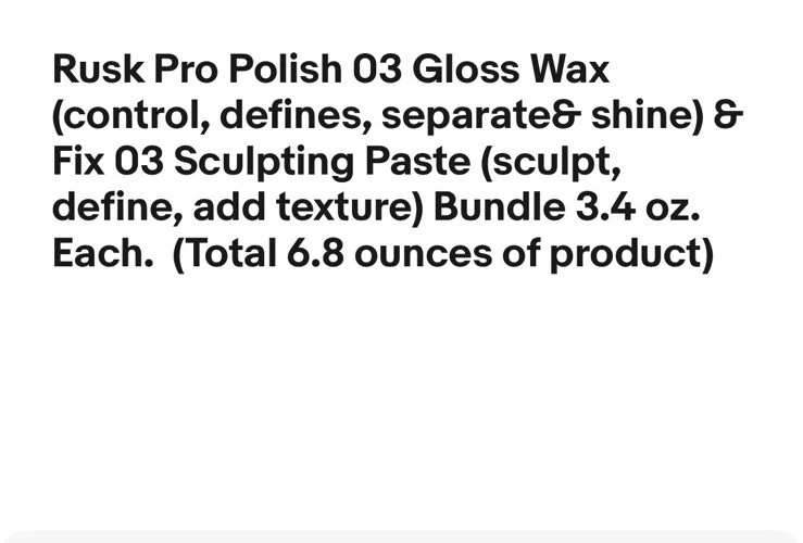 Rusk Pro Polish 03 & Fix 03 Bundle 3.4 Oz Ea. Cera brilhante e pasta de escultura selada - Imagem 2 de 4