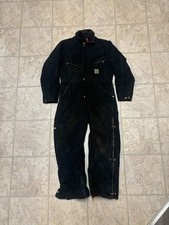 VTG Carhartt X01 Black Men  s Size 40 Insulated Canvas Coveralls Made in USA