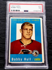 1959 TOPPS BOBBY HULL SECOND YEAR HOCKEY CARD #47 **STUNNING** PSA 7 NEAR MINT 
