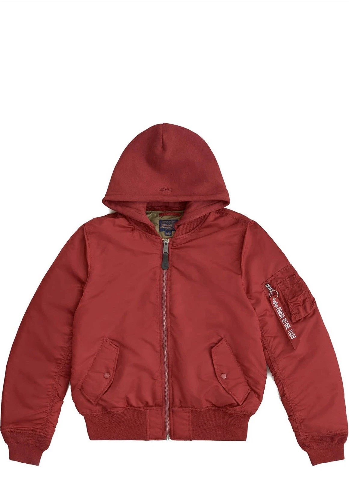 Alpha Industries Men’s MA-1 Natus Insulated Jacket Red Olive Lining Size 2XL image 10