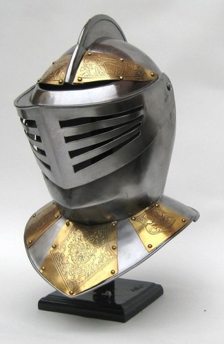GOLDEN KNIGHT ARMOR HELMET- MEDIEVAL COSTUME ~ MEDIEVAL KNIGHT CRUSADER SPARTAN - 第 1/1 張圖片