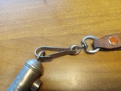 Vintage Yuet Shing Silver Whistle Keychain Leather Strap Very Rare Htf Hong Kong - Picture 11 of 15