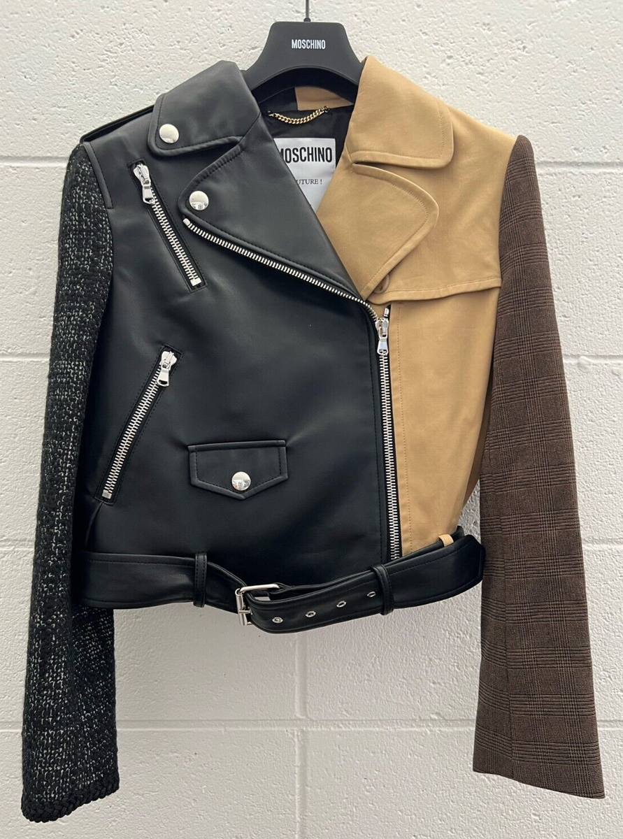 ◆Moschino 20AW 最新作◆ バイカーデザインフーディ ◆ブラック AW20 Moschino Couture Jeremy Scott Black Biker Jacket Half