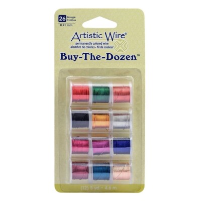 Artistic Wire Buy-The-Dozen 26 Gauge Wrapping Wire MIX 12 Spools x 5 Yards *