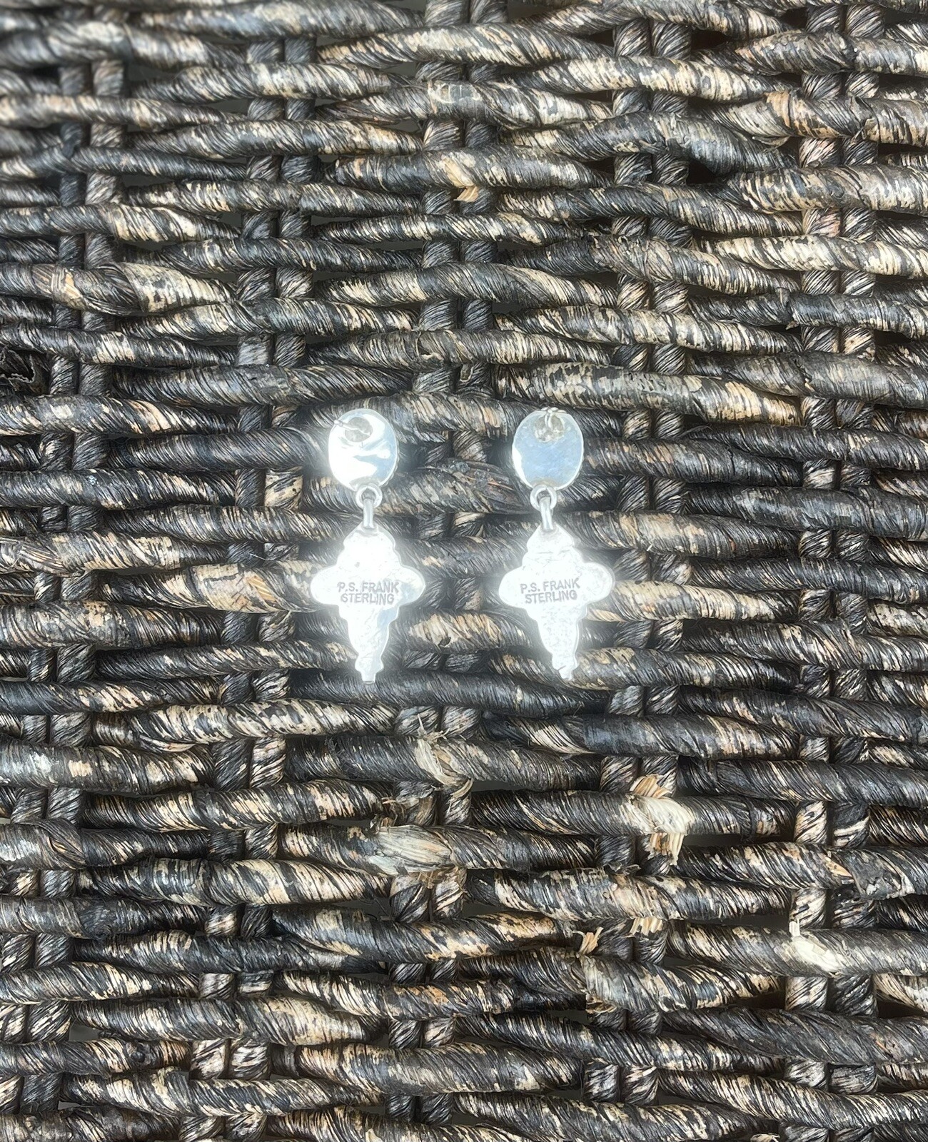 Native Maker Marked PS Frank Turquoise Sterling E… - image 3