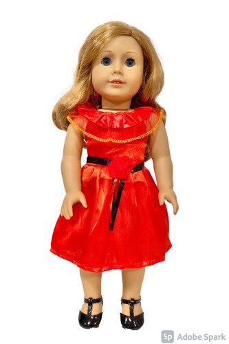 American Girl Doll Clothes, Our Generation, Doll Red Satin Dress,Doll Ball Gown - Picture 2 of 4