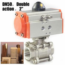 Pneumatic Air Actuated Stainless Ball Valve 2" Inch Double Acting Sanitary Valve