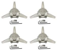 4 American Racing Polished 8 Aluminum Tri Bar 2pc Wheel Spinners Center Hub Cap
