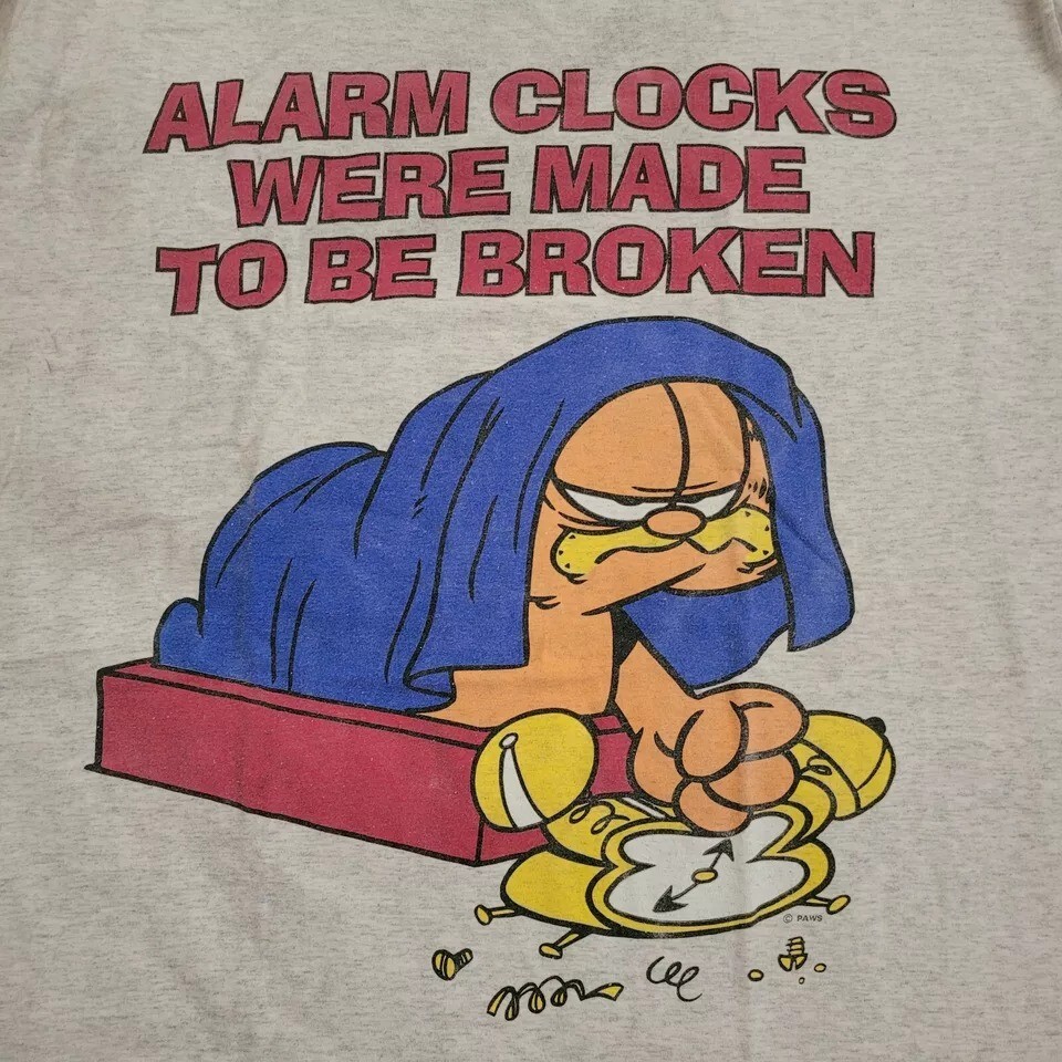 ALTRA Camicia uomo vintage Garfield Jim Davis 2XLT made in USA grigia manica corta grande e alta