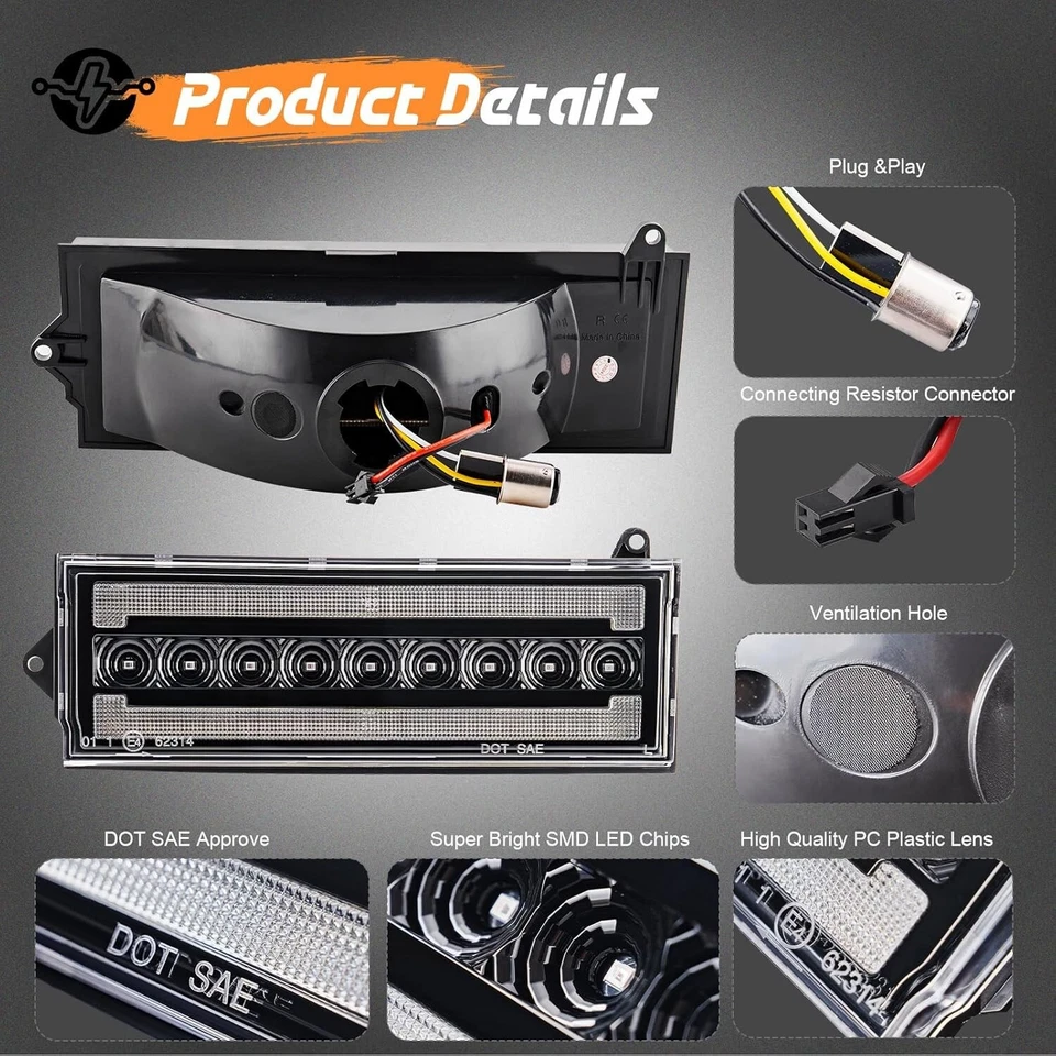 2X Luz de estacionamiento DRL señal de giro LED de esquina delantera para Jeep Cherokee XJ 1984-1996 Foto 4 de 4