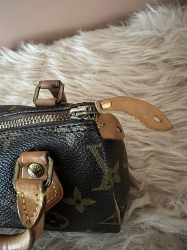 Authentic Louis Vuitton Mini Speedy Sling Top Handle Bag Monogram Vintage Used - Picture 11 of 24